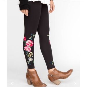 Agnes & Dora Black Embroidered Leggings